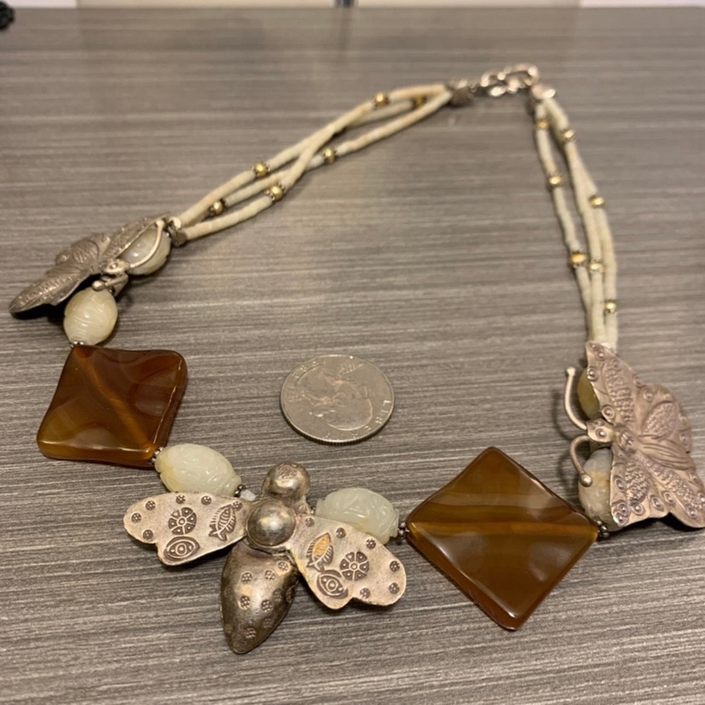 Silver, Jade, Pearl & Stone Artisan OOAK Necklace